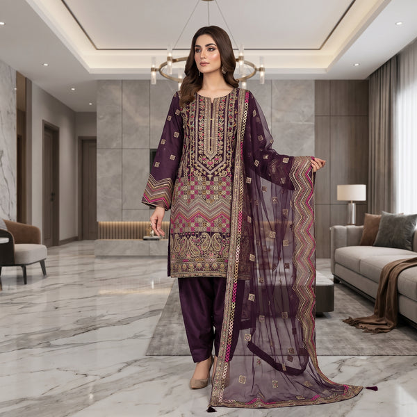 Organza Embroidery Suit MS 831 – Elegant Pakistani Ethnic Wear | Markaz Silk