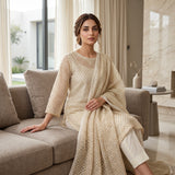 China Crinkle Embroidery MS-834 | Premium Embroidered Fabric Per Yard | Markaz Silk