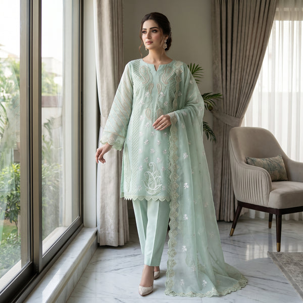 Organza Embroidery Suit MS 837 – Elegant Pakistani Ethnic Wear | Markaz Silk