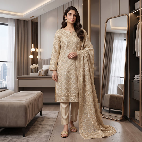 PK Chiffon Embroidery MS 838 - Price per yard  | Markaz Silk