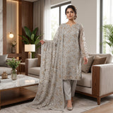 China Dull Crinkle Embroidery MS-839 | Premium Embroidered Fabric Per Yard | Markaz Silk