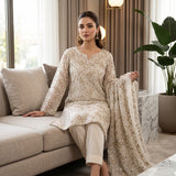 China Dull Crinkle Embroidery MS-839 | Premium Embroidered Fabric Per Yard | Markaz Silk