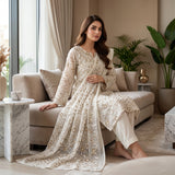 China Dull Crinkle Embroidery MS-839 | Premium Embroidered Fabric Per Yard | Markaz Silk