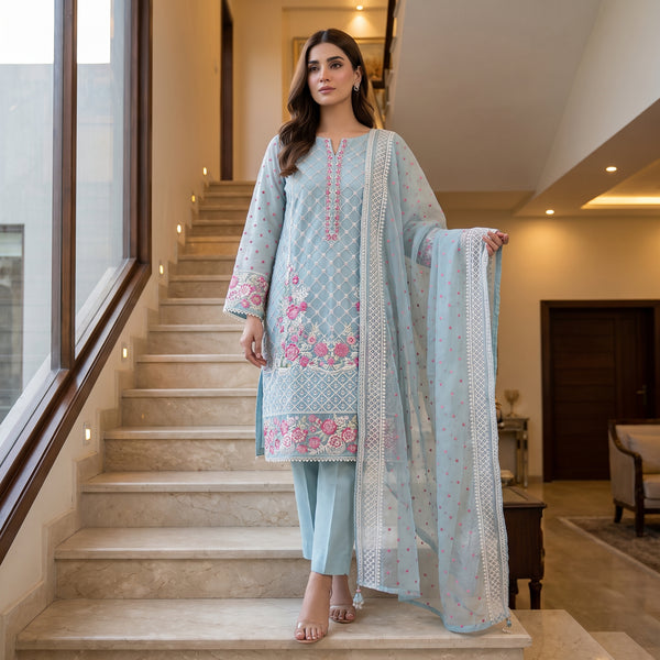 Khaddi Net Embroidery Suit MS 841 – Elegant Embroidered Suit | Markaz Silk