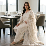 PK Crinkle Embroidery MS-844 – White & Gold Sequin Work Fabric Per Yard | Markaz Silk