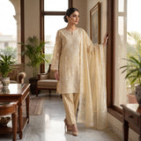 Khaddi Net Embroidery Suit MS 845 – Elegant Embroidered Suit | Markaz Silk