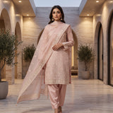 Khaddi Net Embroidery Suit MS 846 – Elegant Embroidered Suit | Markaz Silk