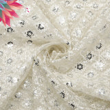 Organza Embroidery MS-737 | Premium Sequined Organza Fabric - Markaz Silk - Price Per Yard