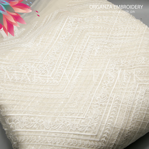 Organza Embroidery MS-738 – Premium Sequin Organza Fabric | Markaz Silk - Price Per Yard