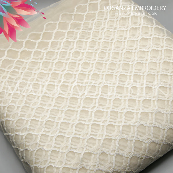 Embroidered Organza Fabric MS 739 – Premium Organza for Dresses | Markaz Silk - Price Per Yard