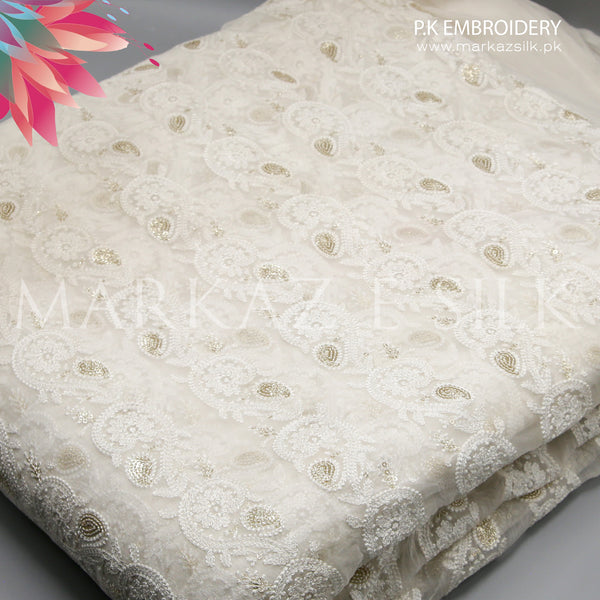 PK Embroidery MS-794 | Premium Crinkle Embroidered Fabric Per Yard | Markaz Silk