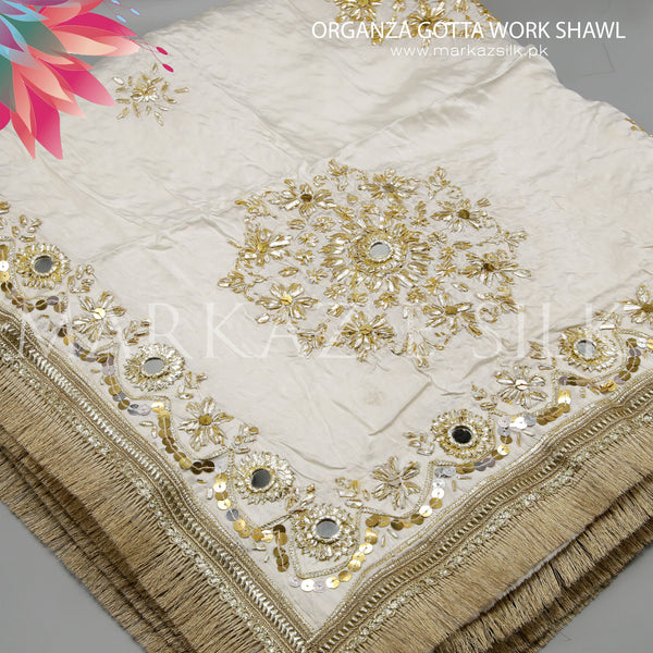 Satan Silk Gotta Work Shawl MS-781 | Luxury Silk Shawl | Markaz Silk