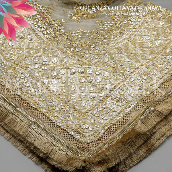 Organza Gotta Work Shawl MS-780 | Luxury Organza Shawl | Markaz Silk