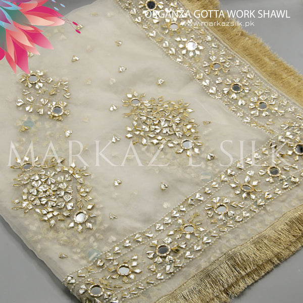 Organza Gotta Work Shawl - MS 752 | Markaz Silk