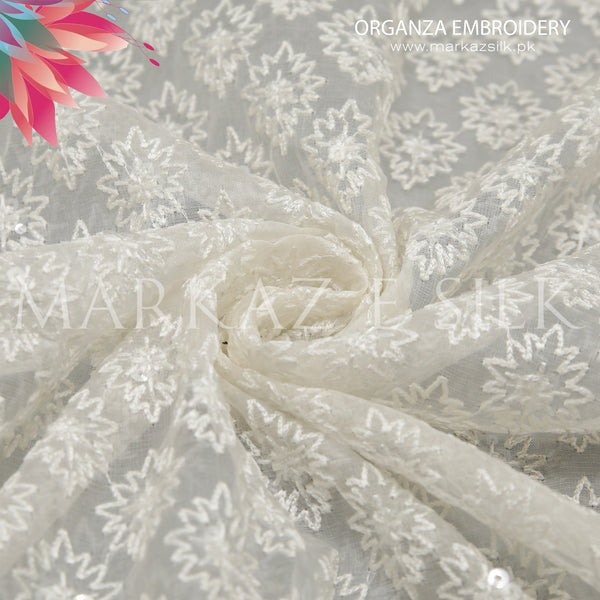 Organza Embroidery MS-819 | Pure Organza Fabric Per Yard | Markaz Silk