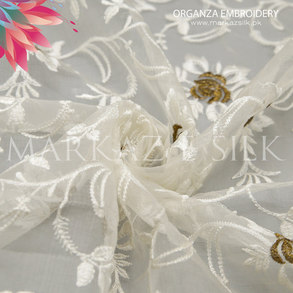 Organza Embroidery MS-820 | Pure Organza Fabric Per Yard | Markaz Silk