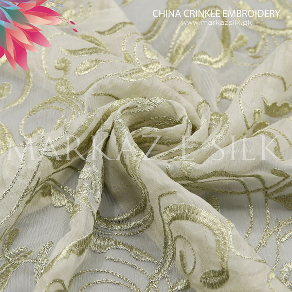 China Crinkle Embroidery MS-817 | Premium Embroidered Fabric by the Yard | Markaz Silk