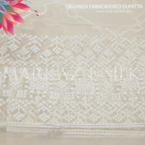 Organza Embroidery Dupatta - MS 694